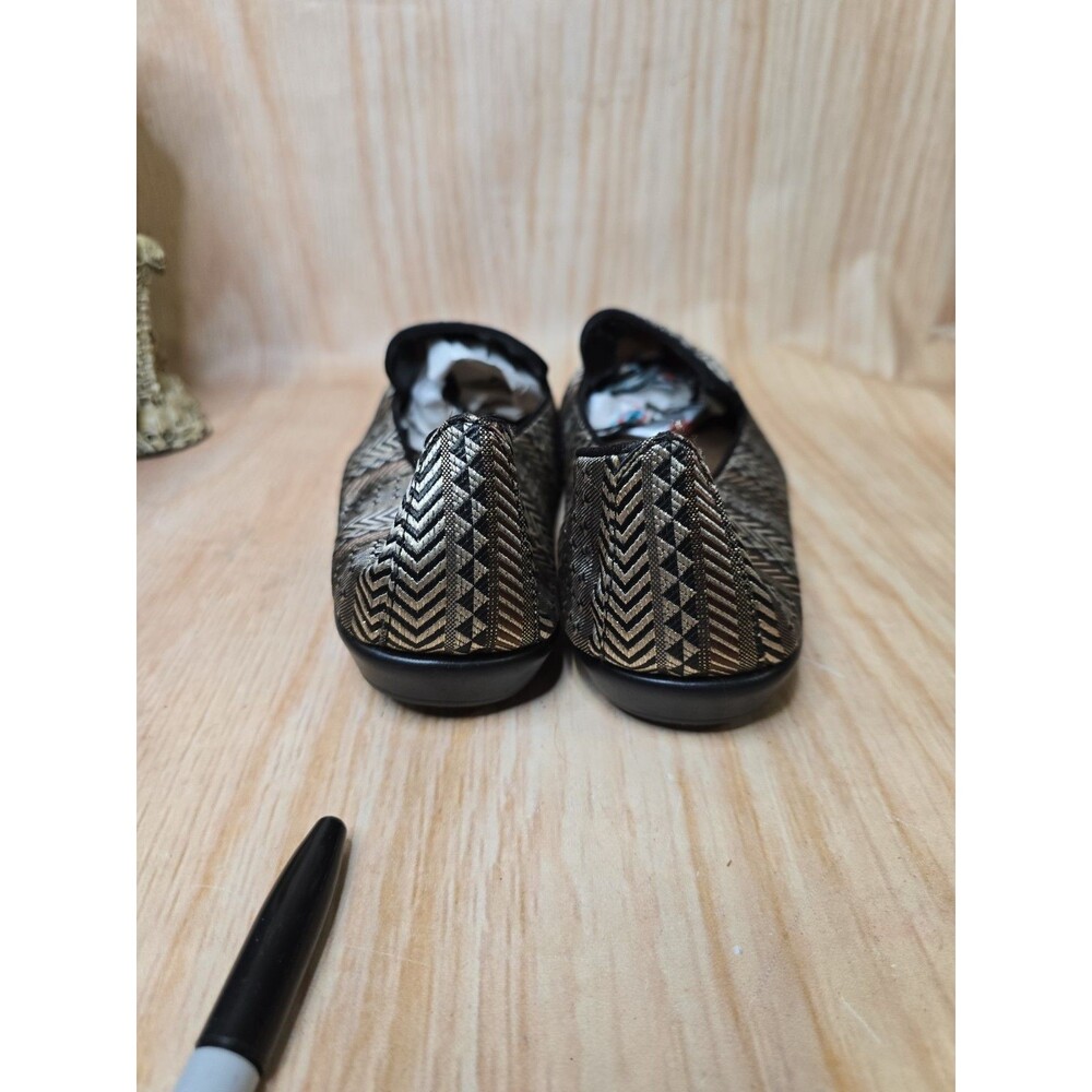 AEROSOLES BETUNIA Slip-On Loafer Soft BLACK WITH GOLD DESIGNS Size 9 - Picture 6 of 10